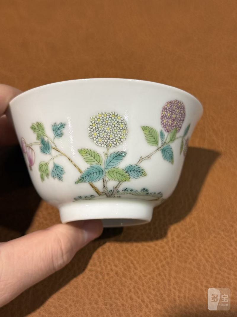 清道光 粉彩绣球花卉纹碗 - 图2